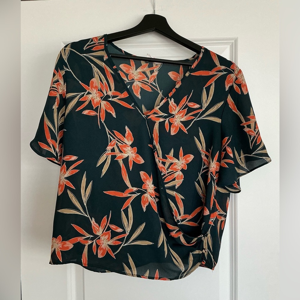 Sienna Sky Black and Orange Floral Blouse